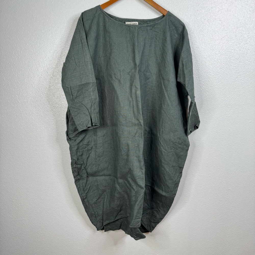 Rachel Craven Forest Linen Lagenlook Cocoon Dress Size 1